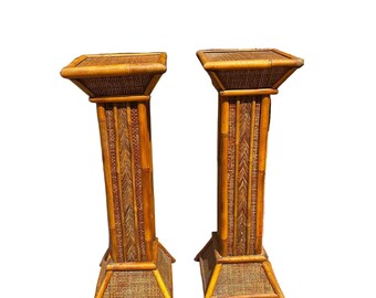 Pair of Bamboo Plant Stand Pillars