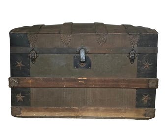 1970s Wooden Trunk With Detailed Interior Compartments