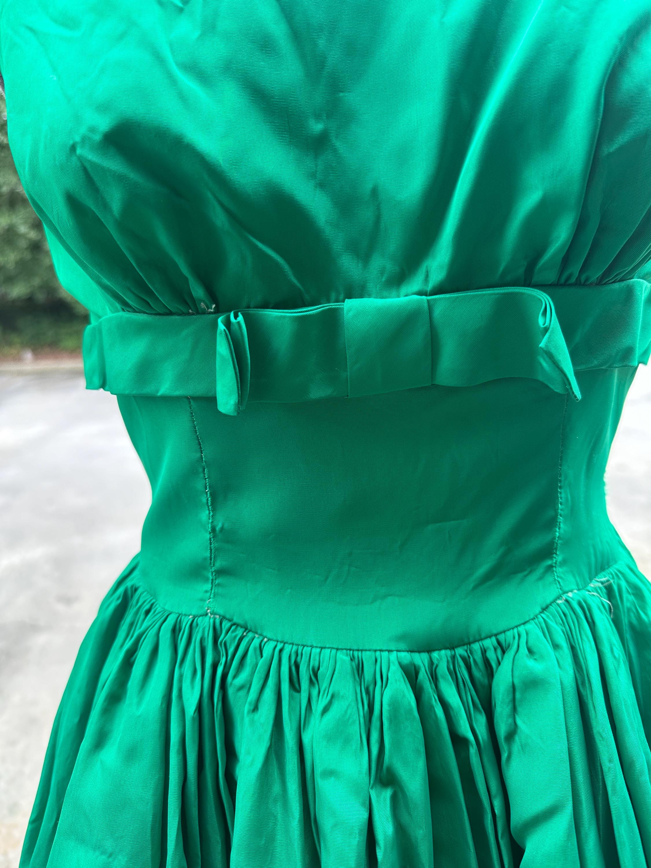 1950s emerald green dress Cowl Neck 50s Open Back Vintage Emerald Green Dress