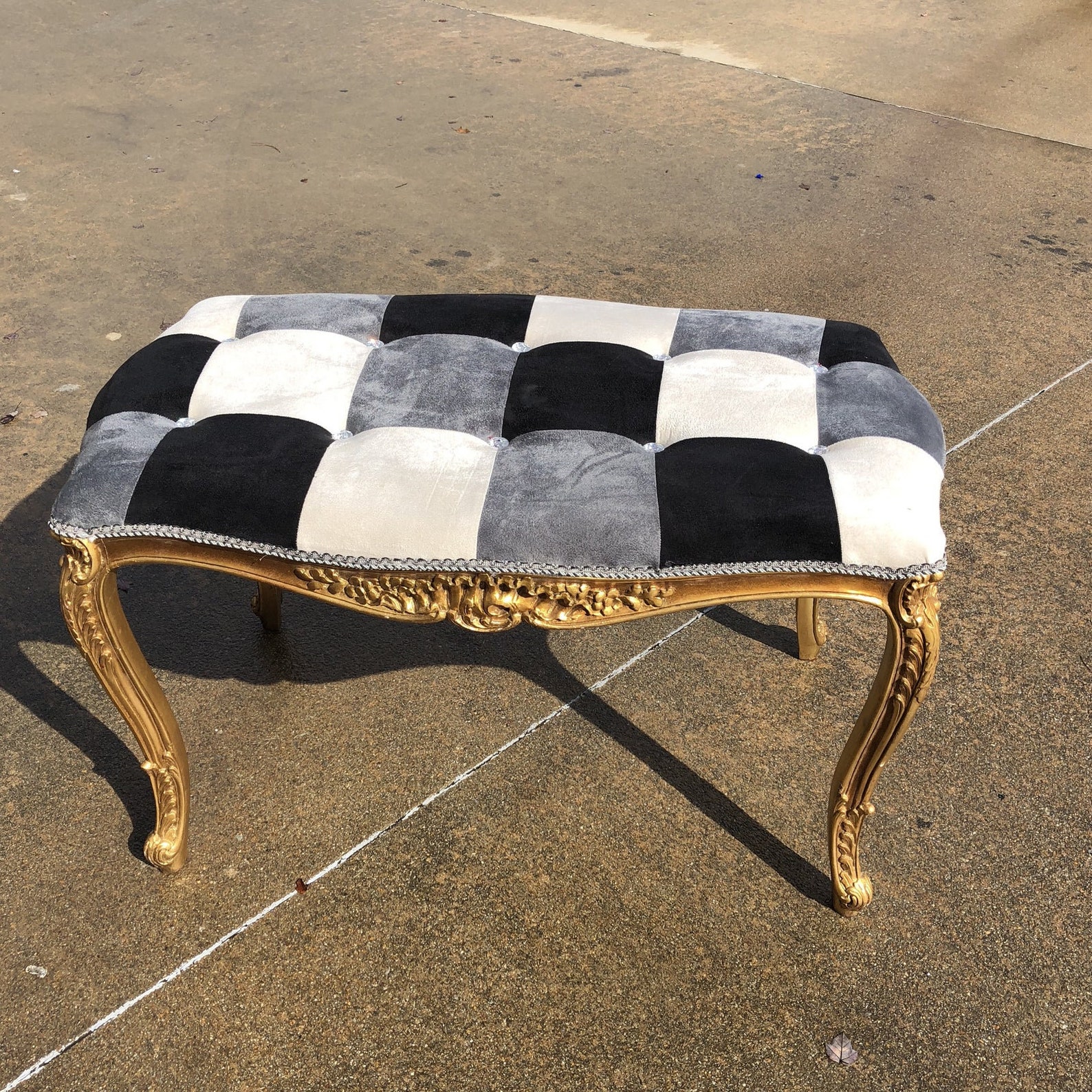 Hollywood Regency Rococo Gilded Harlequin Bench - FREE SHIPPING! - Etsy