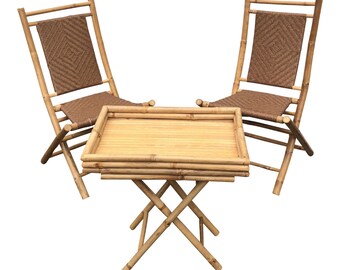 Bamboo Tray Stand and Matching Chairs