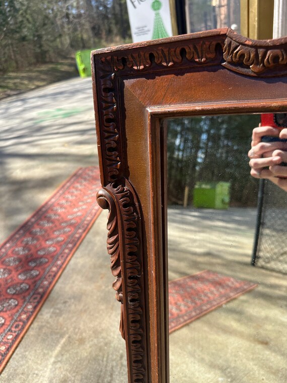 Large Vintage Hand Carved Wooden Mirror - Etsy