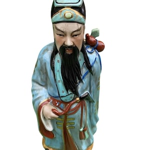 Chinoiserie Turquoise Ceramic Hand Painted Sculpture