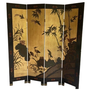 Asian Oriental Chinoserie Gold Screen -
