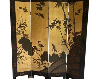 Asian Oriental Chinoserie Gold Screen -