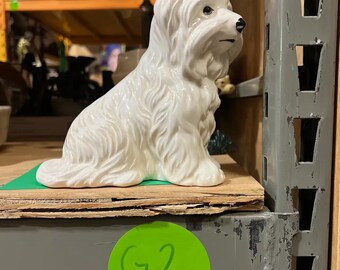 白い陶器の小さな犬の置物 - Etsy 日本
