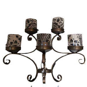 Large Iron Sconce with Crystal Details (five candle capability)
