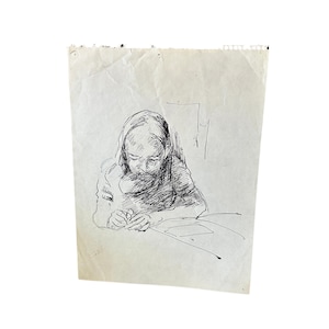Black-And-White Portrait, Pen Sketch of Woman