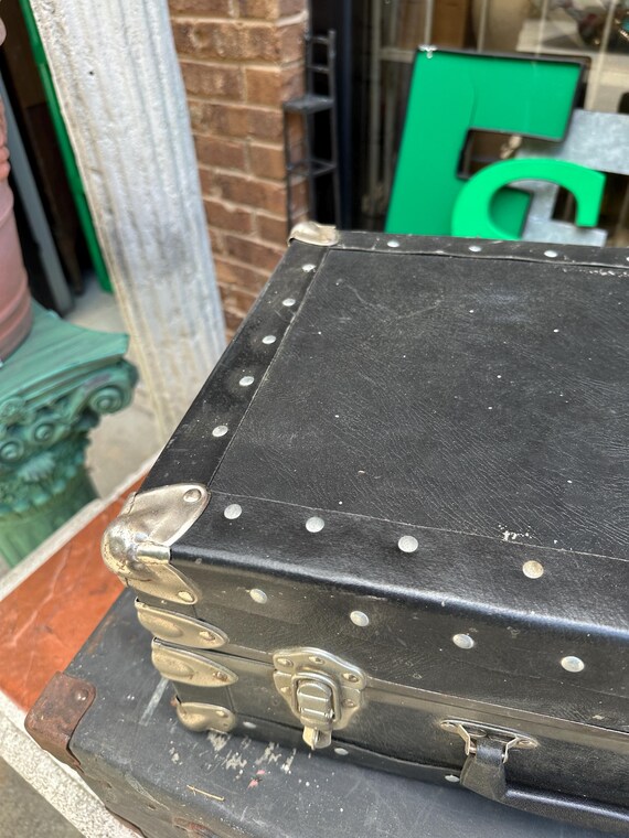 Vintage Black and Silver Stackable Suitcases - image 5