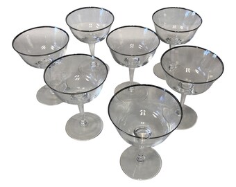Silver Rimmed Vintage Glasses - Set of 7 - FREE SHIPPING!