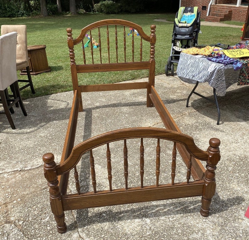 Vintage Turned Wooden Twin Bed Etsy