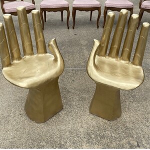 One Hand chair. Wooden hand chairs. Pedro Friedeberg style gilded wooden hand chairs. Atlanta shop. Fig House Vintage image 2