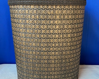 Vintage Woven Wastebasket Trashcan