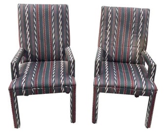 1980s Upholstered Parsons Chairs - a Pair