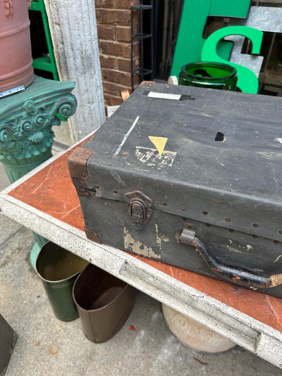 Vintage Black and Silver Stackable Suitcases - image 8