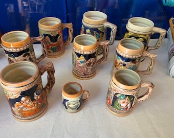 Ceramic Japan Beer Stein- Set of 9