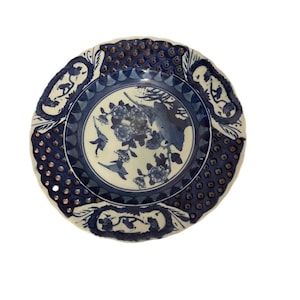 Antique Blue and White Chinoiserie Plate