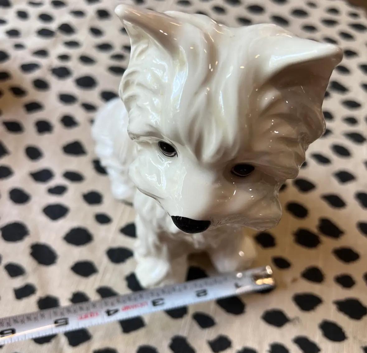 白い陶器の小さな犬の置物 - Etsy 日本