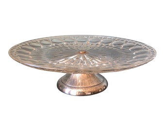 Antique Silver Plated & Crystal Cake Stand - FREE SHIPPING!