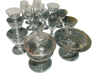 Collection of Glasses and Serving Pieces With Pineapple Stems