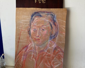 Pastellporträt abstrakte Bleistiftskizze einer Frau