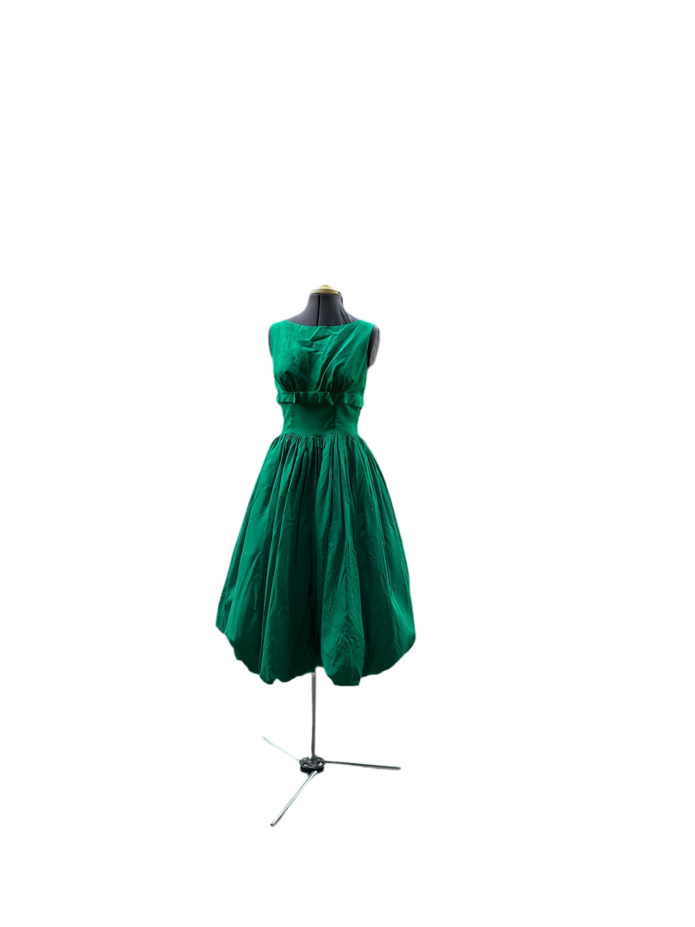 1950s emerald green dress 1950s Emerald Green Bateau Cocktail Dress