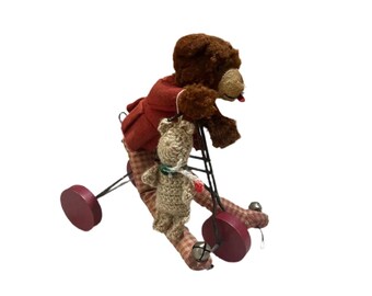 Teddy Bear with Tricycle Tucker＆Walther Vintage Handmade Teddy Bear and Bicycle Decoration - Etsy