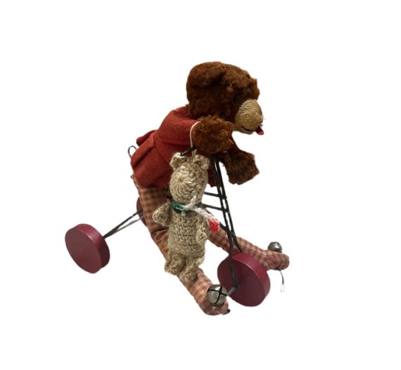 Vintage Handmade Teddy Bear and Bicycle Decoration - Etsy