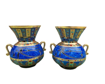 One Egyptian Blue and Gold Vase