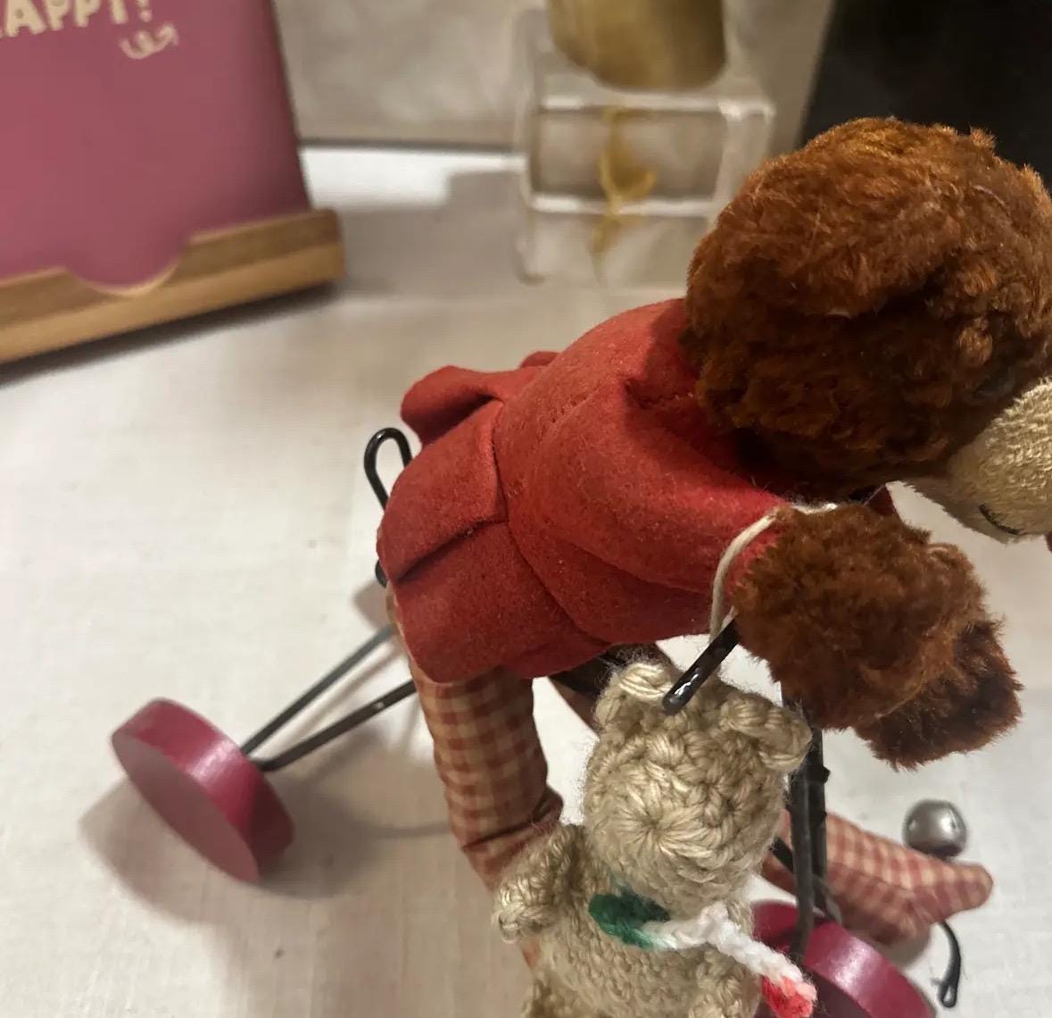 Vintage Handmade Teddy Bear and Bicycle Decoration - Etsy