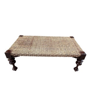 1970s Vintage Woven Wooden Bench