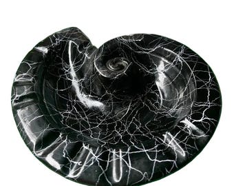 Spaghetti Ceramic Style Black Nautilus Ashtray