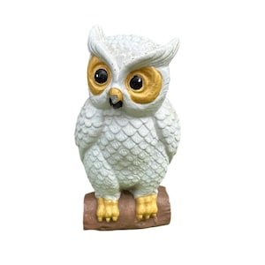 Stone Painted Owl Sculpture