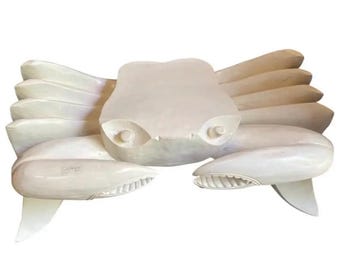 White Wooden Carved Vintage Crab Style Coffee Table Base