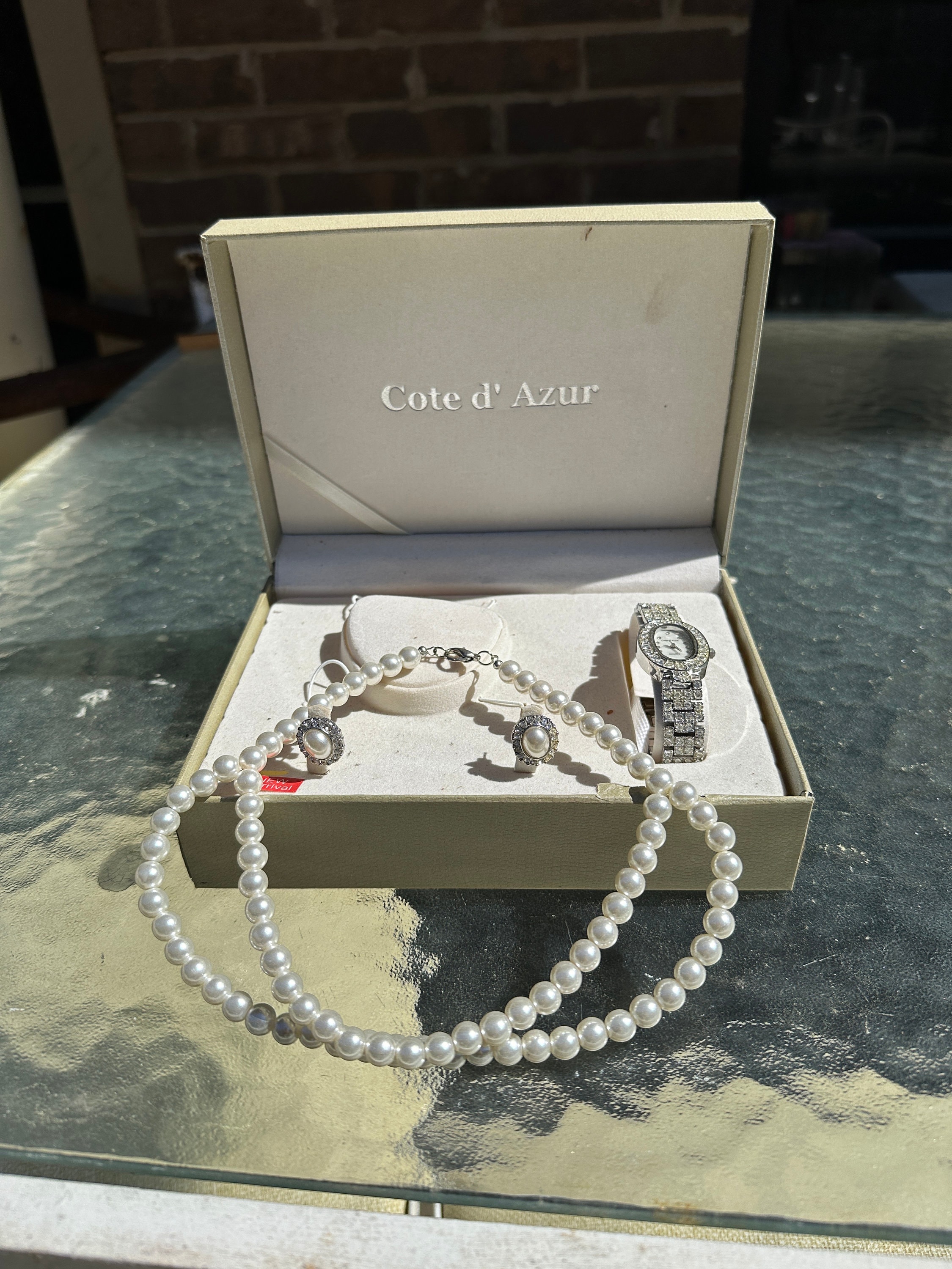 Cote D Azue Collection of Pearl Necklace, Earrings, and  display picture 1