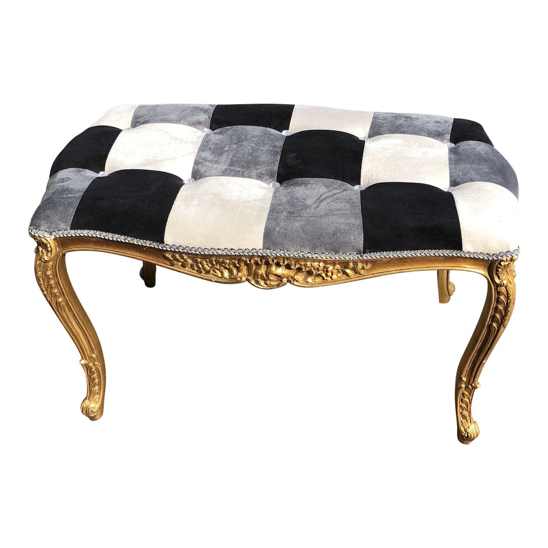 Hollywood Regency Rococo Gilded Harlequin Bench - FREE SHIPPING! - Etsy