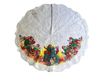 Vintage weißer Filz Weihnachtsbaum Rock mit leichten Zustandsproblemen