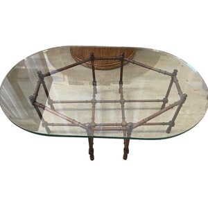 Vintage Glass Topped Bamboo Coffee Table