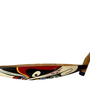Wooden Boat and Oar Sculpture