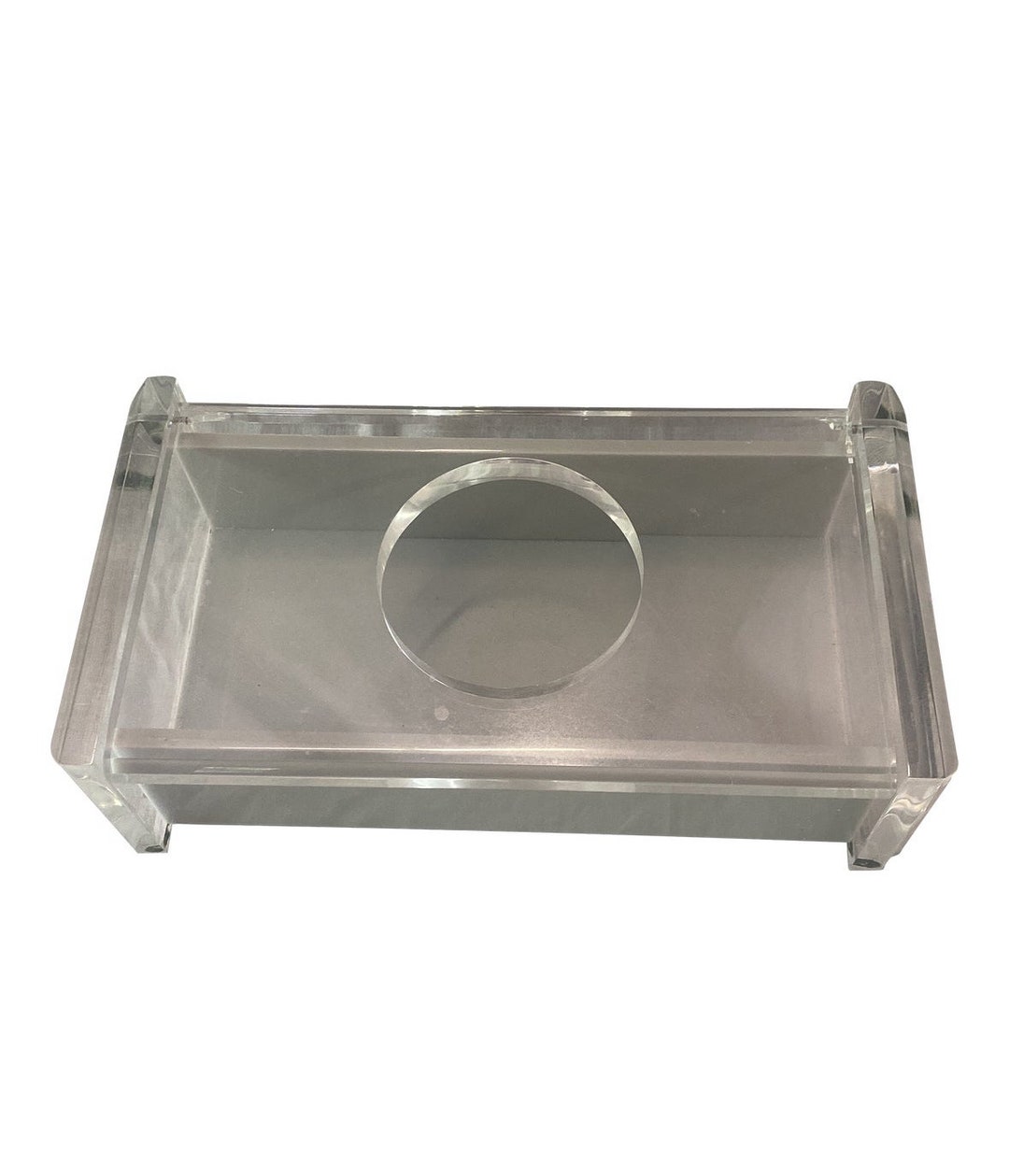 Vintage Lucite Tissue Box With Folding Lid Etsy