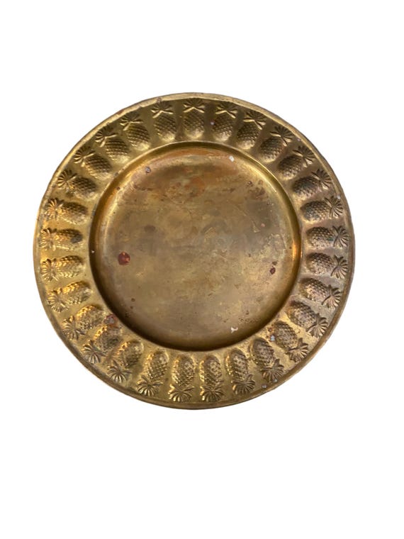 Retro IGT-PLATE Brass（retroism Antique Brass Decorative Plate With Pineapple Details - Etsy