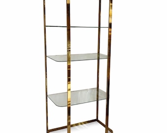 Vintage Art Deco Gold and Glass Bookcase