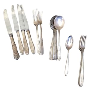 1970s Silver Flatware Set With Monogramed 'H'