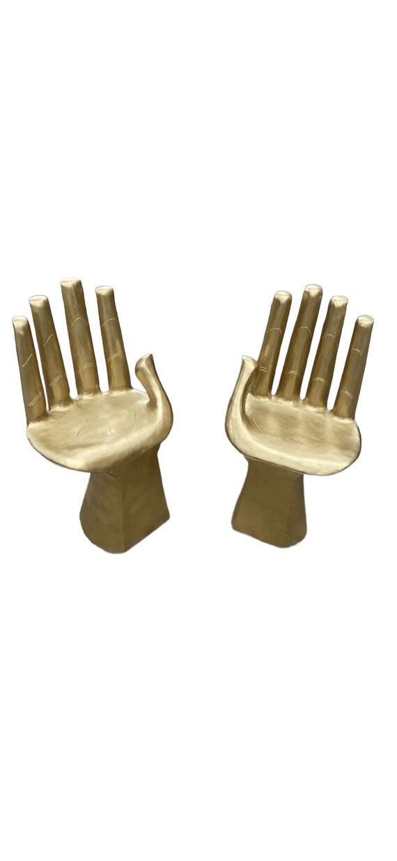 One Hand chair. Wooden hand chairs. Pedro Friedeberg style gilded wooden hand chairs. Atlanta shop. Fig House Vintage Etsy