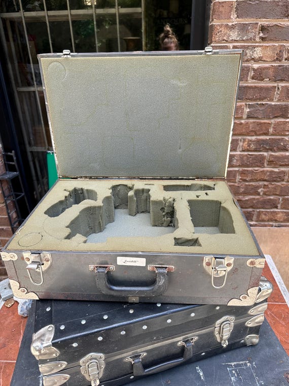 Vintage Black and Silver Stackable Suitcases - image 3