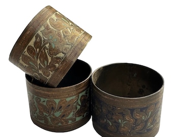 1970s Collection of Brass Napkin Holders- Set of 3