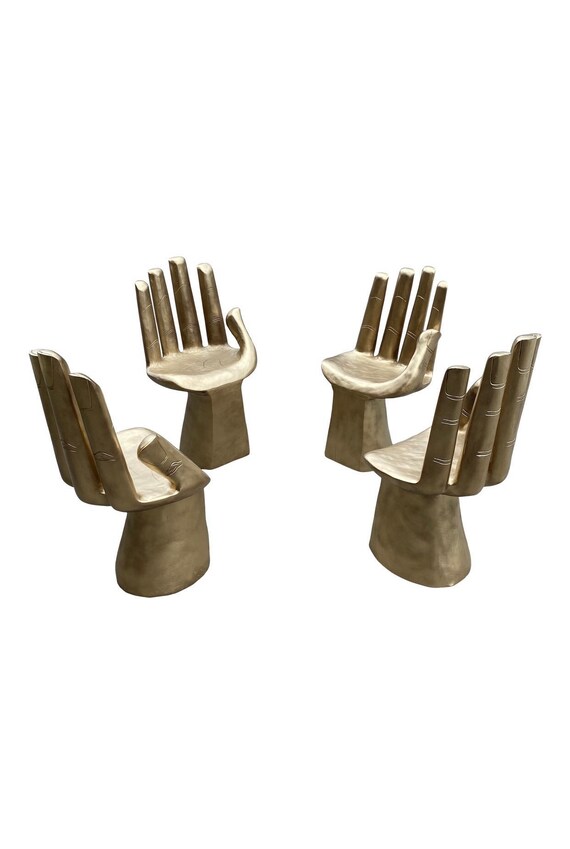 Collection of 4 Gilded Pedro Friedeberg Style Wooden Hand Chairs. Free Shipping. Fig House Vintage Etsy