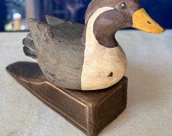 Small Wooden Painted Duck Doorstop