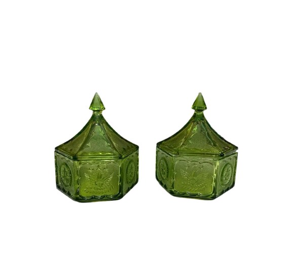 緑色 陶器 ボウルと蓋付き 蓋付き化粧ボウル（緑色） - Etsy 日本