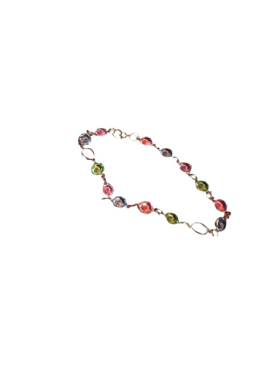 Adjustable Bracelet With Spring Colored Gems - image 1